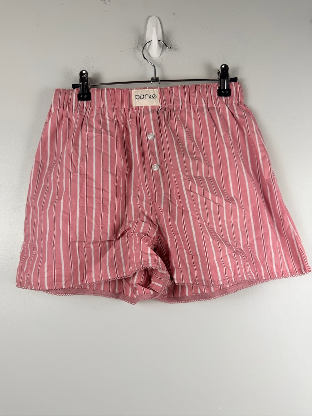 Parke Frill Stripe Boxer Shorts Dark Pink Stripe size medium